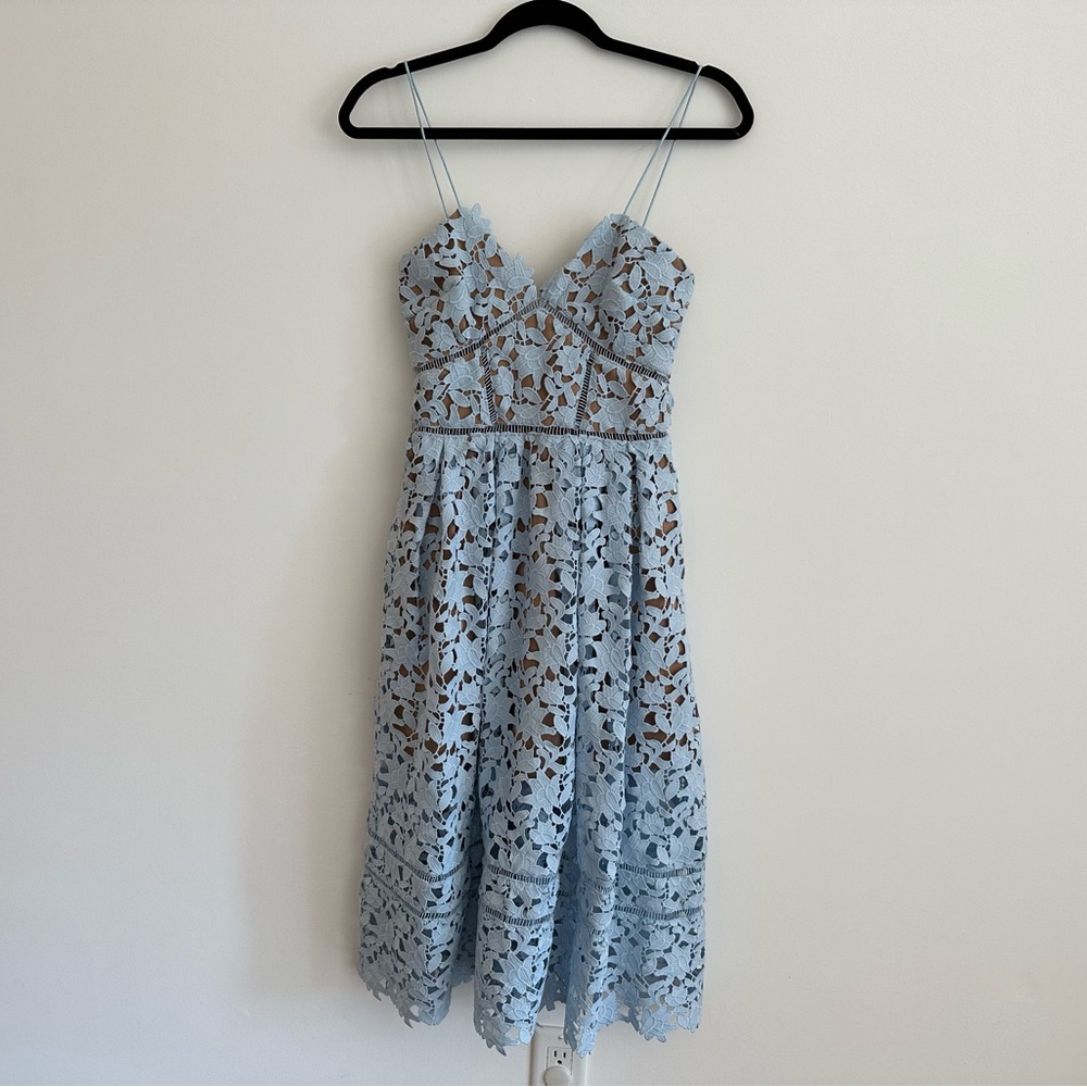 Self portrait | baby blue lace midi dress